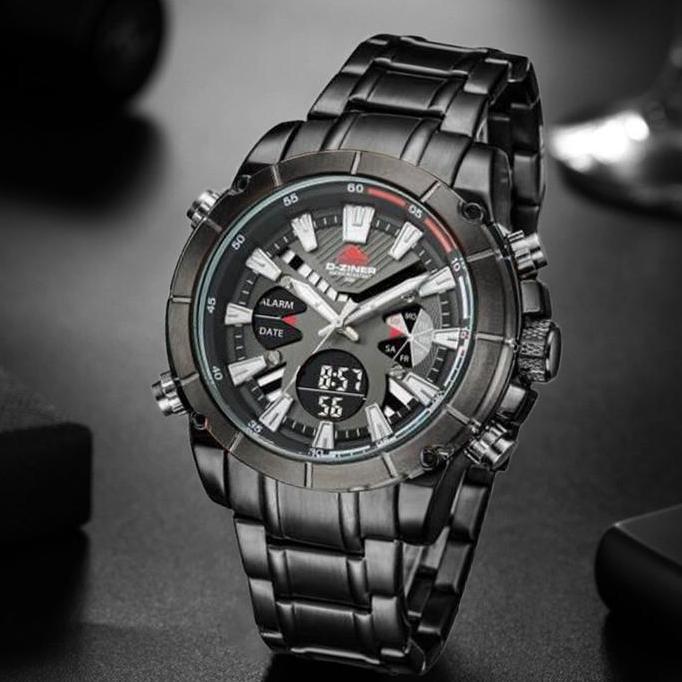 Cloknlok- Dziner Jam Tangan Pria Double Time 8258 Tali Rantai Stainless Steel Original Water Resista