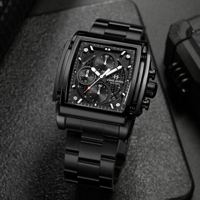 Cloknlok- Jam Tangan Pria Evans Jayden 9619 Rantai Stainless Steel Chronograph Kaca Sapphire Water R