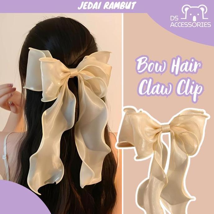 Capelli- Bow Hair Claw Clip / Aksesoris Rambut Jepit Rambut Pita Kilau Kriwil Simple Cantik / Jepit 