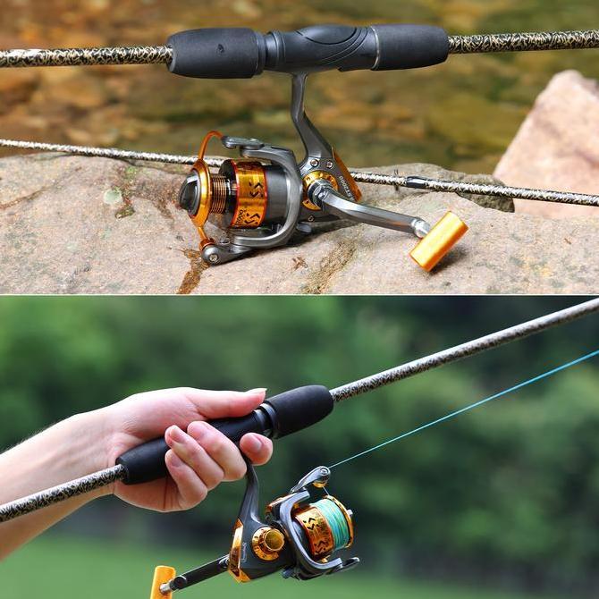 Set Peralatan Memancing Sougayilang, Joran Pancing Teleskopik dengan Reel Pancing Putar Seri 1000-20