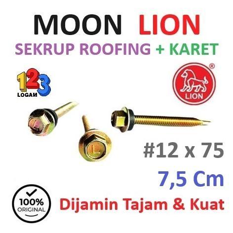 Sekrup - Baut Roofing #12x75 Kuning Lion ( L ) 7,5cm Karet Hitam