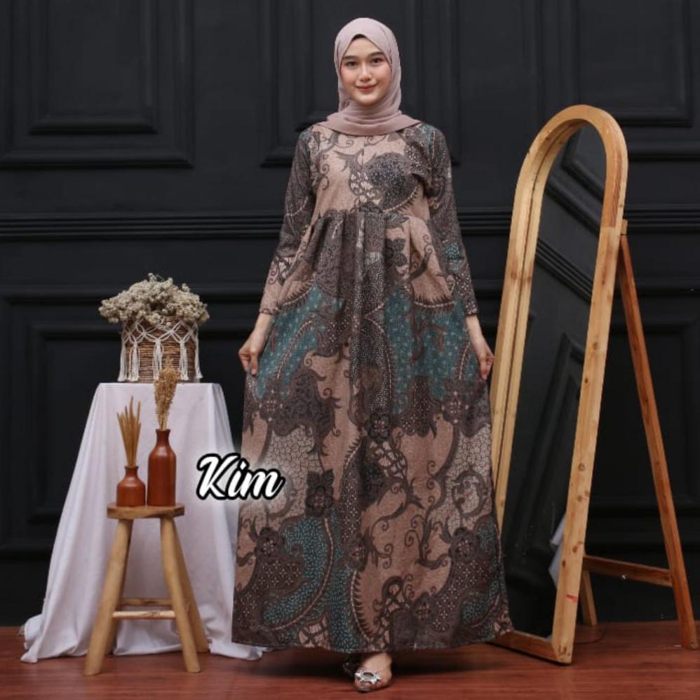 RECOMMENDED GAMIS BATIK KEKINIAN CANTIK MURAH POLIESTER KAIN KATUN MOTIF MUSLIM NYAMAN PANJANG STAND
