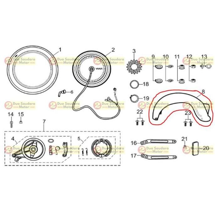 Spakbor Belakang Sepeda Listrik Viar UNO / Rear Fender Viar UNO