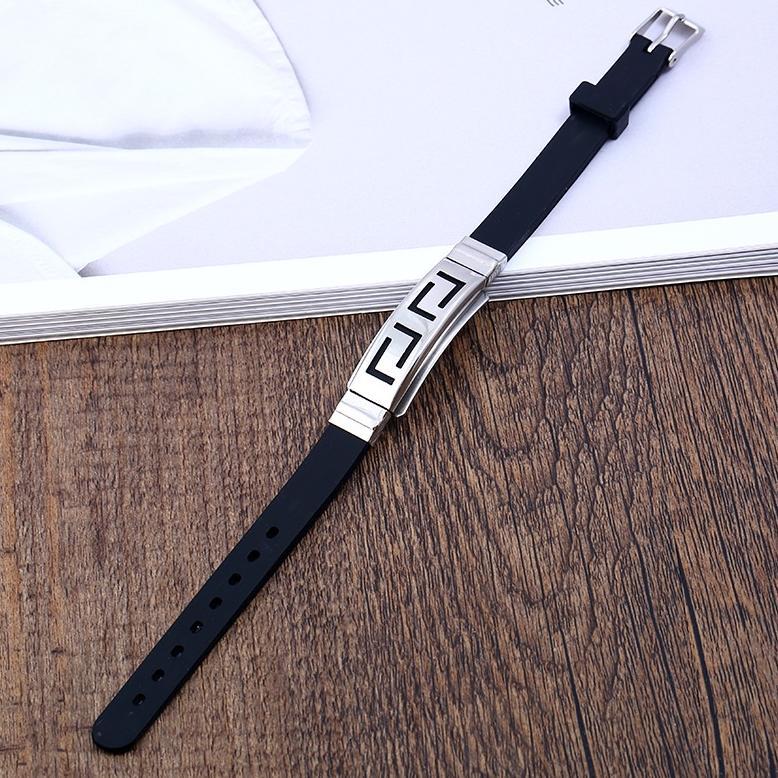 ORIGINAL Gelang Tangan Kulit Silikon Pria Wanita / Gelang Pria Titanium / Stainless Steel Keren Impo