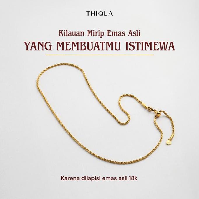 Sparkling- Thiqla - Kalung Rantai Tambang Hurriyah - Kalung Panjang Wanita Mirip Kalung Juntai Emas 