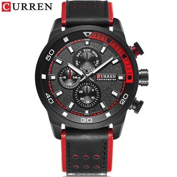TERLARIS CURREN 8250 JAM TANGAN PRIA ANALOG TALI KULIT CHRONOGRAPH TIDAK AKTIF CURRENOS