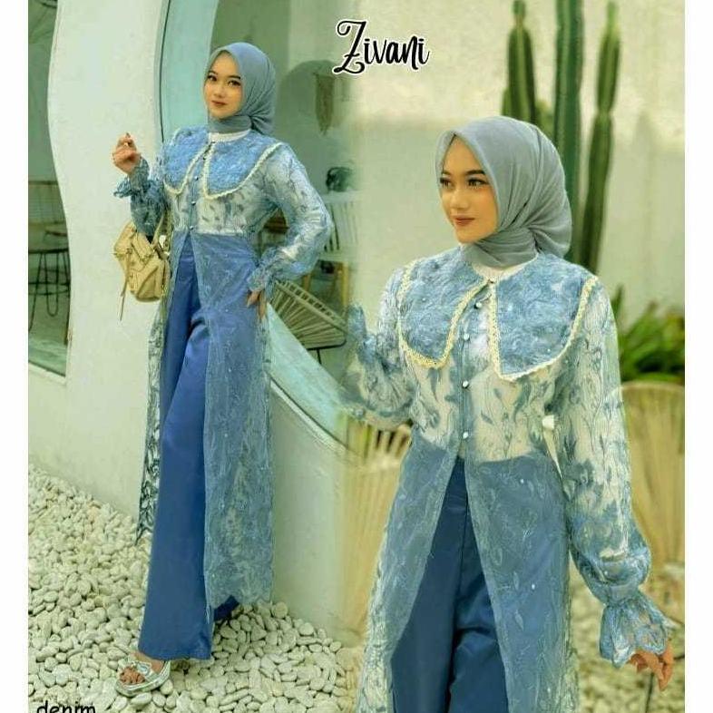 Official Zivani Stelan Celana Dan Outer Tanpa Inner (Dalaman) / Setelan Wanita Kekinian / Set Kondan