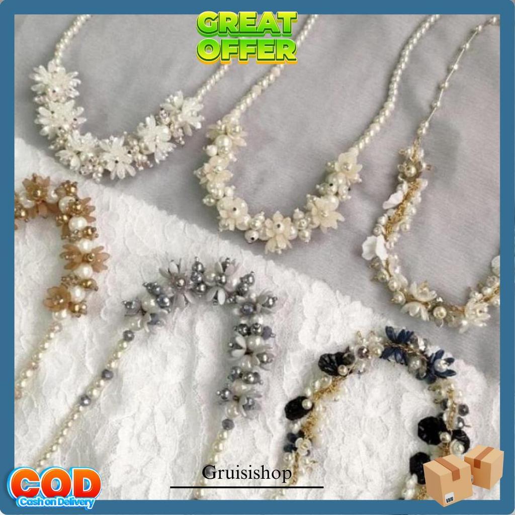 Kalung Hijab | Aksesoris Kalung Wanita | Kalung Mutiara Kristal | Kalung Pesta Harga Grosir