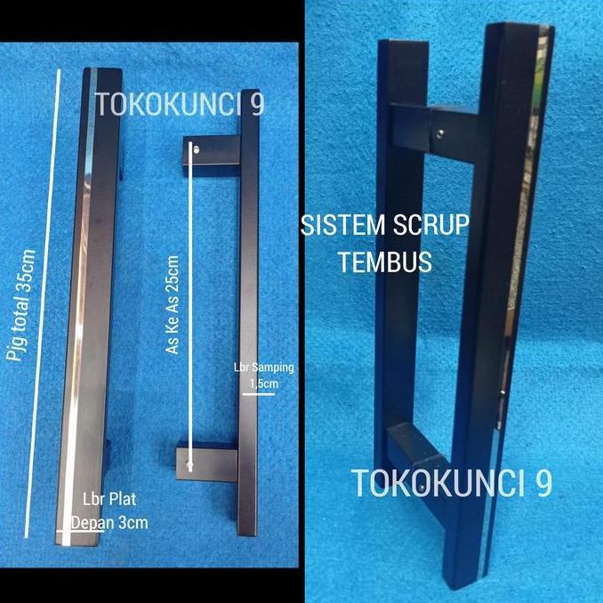 Pull Handle Hitam Kotak 35cm Tarikan Pintu Stainless Black 35cm