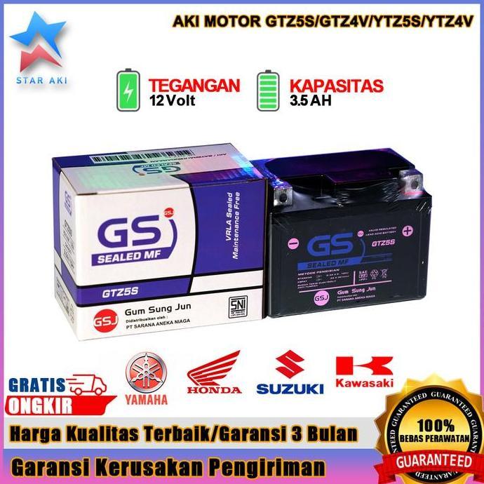 Aki Motor GTZ5S Honda Beat Scoopy Vario110 Aki Kering Accu Kering MF GTZ5S Aki Motor Beat Aki Motor 