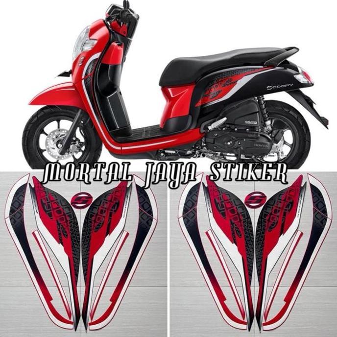 STIKER STRIPING LIS BODY SCOOPY SPORTY 2019 2020 MERAH HITAM PUTIH