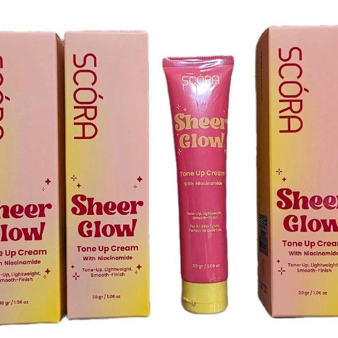 READY SCORA sheer glow TONE UP CREAM 30GR Foundation Mencerahkan paket bedak