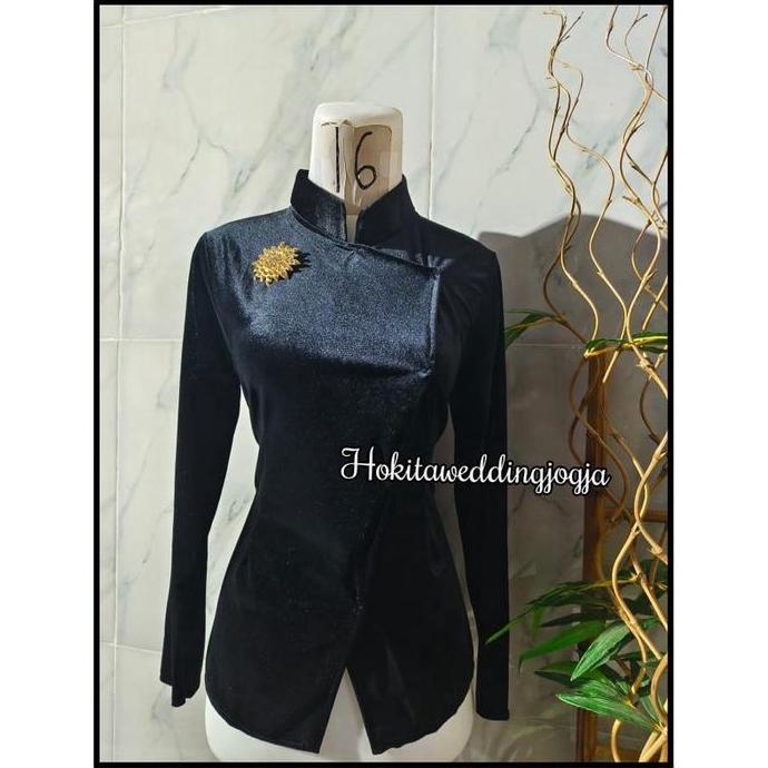 Promo / Kebaya Janggan Bludru Polos/ Baju Hitam Wanita Atasan