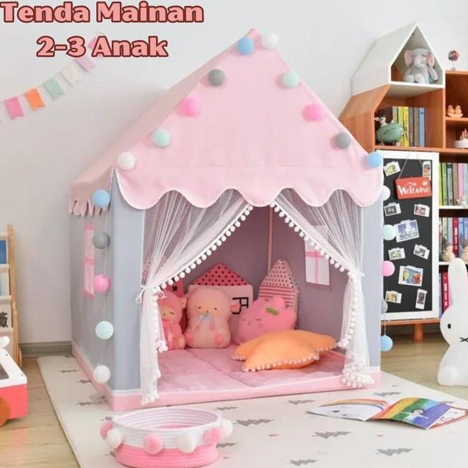 TERLARIS TENDA CAMPING ANAK 2 3 4 ORANG MAINAN RUMAH RUMAHAN CASTLE PRINCESS JUMBO JENDELA PINTU