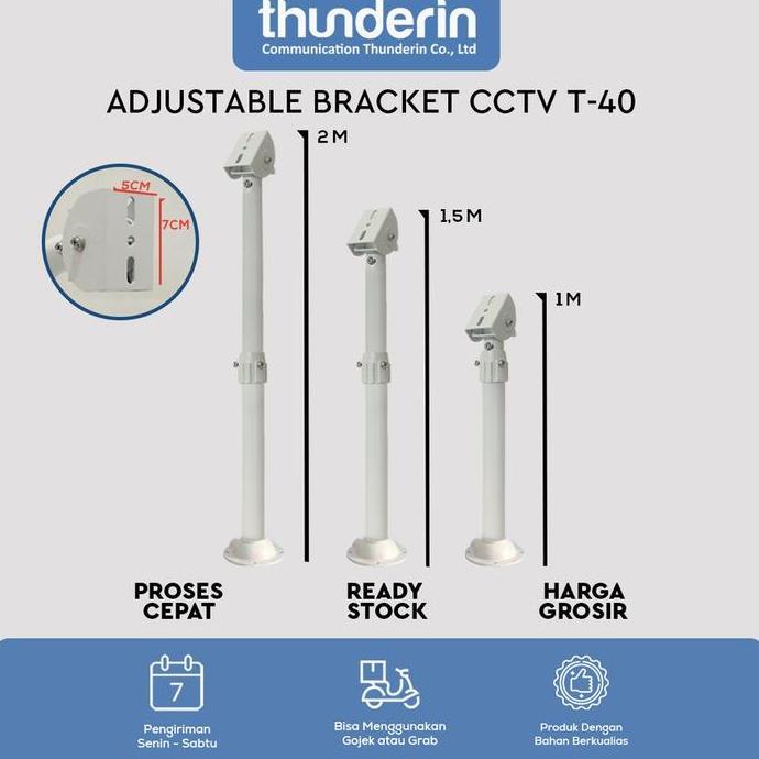 Adjustable Bracket T Tiang CCTV Outdoor, Panjang 1,5 M 3 M