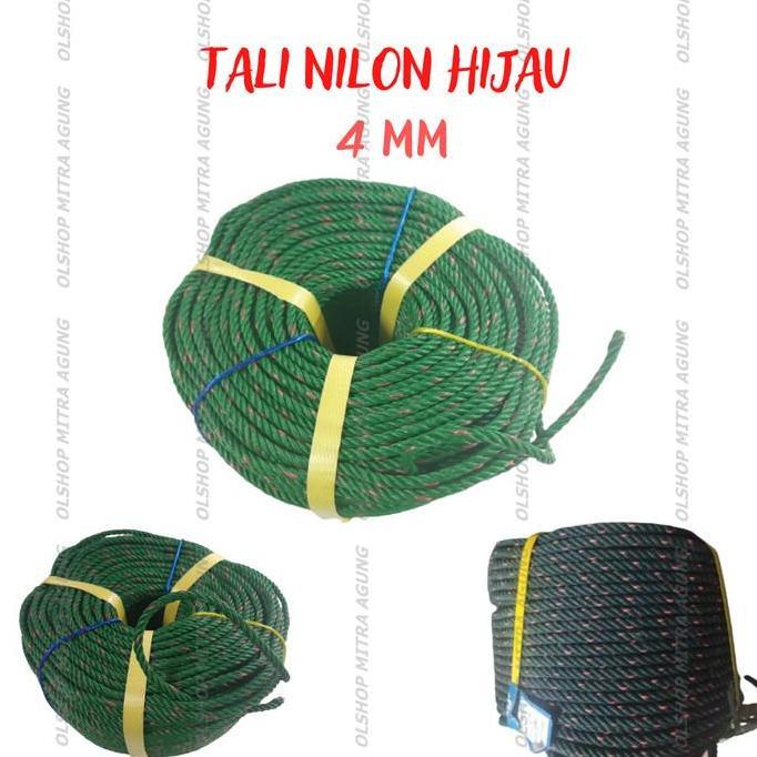 Tali Nilon Nylon 4Mm Hijau Tali Tambang Kecil Plastik Tali Jemuran 1M Allshop
