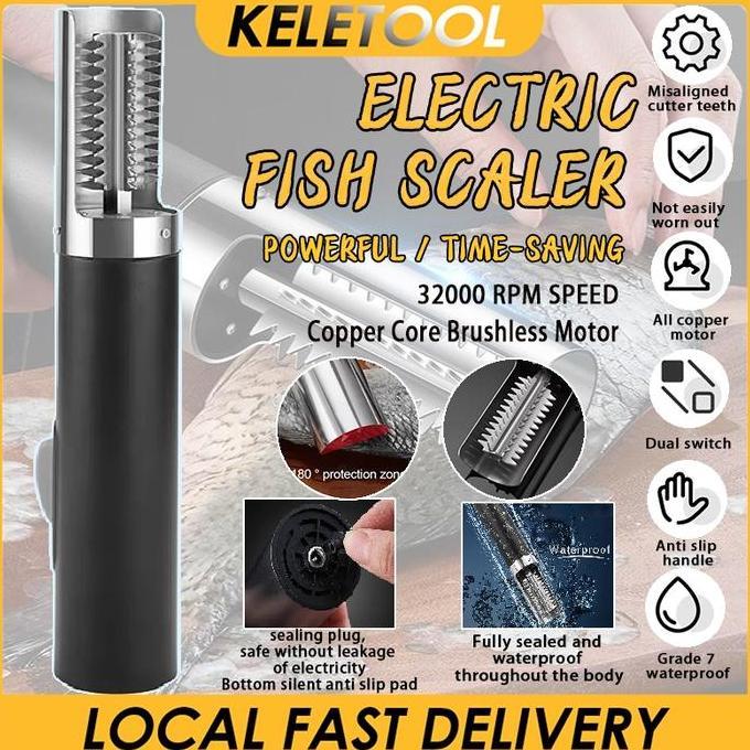 MORIFOYU Alat Pembersih Sisik Ikan Otomatis Elektrik Stainless Steel Anti Karat Mesin Pembersih Peng