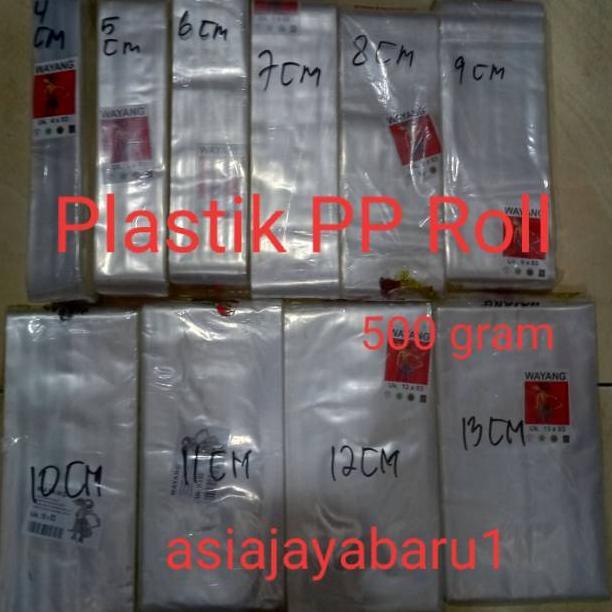 Plastik PP roll Wayang & Tari Bali uk 4cm Sampai uk 15 cm - Plastik bening panjang  @500 gram/pack o