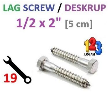 1/2 x 2" Inch Lag Screw Deskrup Baut Sekrup Kayu Fisher Kunci 19