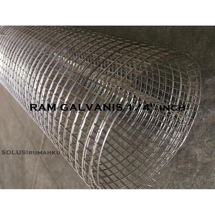 1 Roll Ram Kawat Loket Galvanis 1/4" Silver Kotak 0.5 Cm Ayak Pasir
