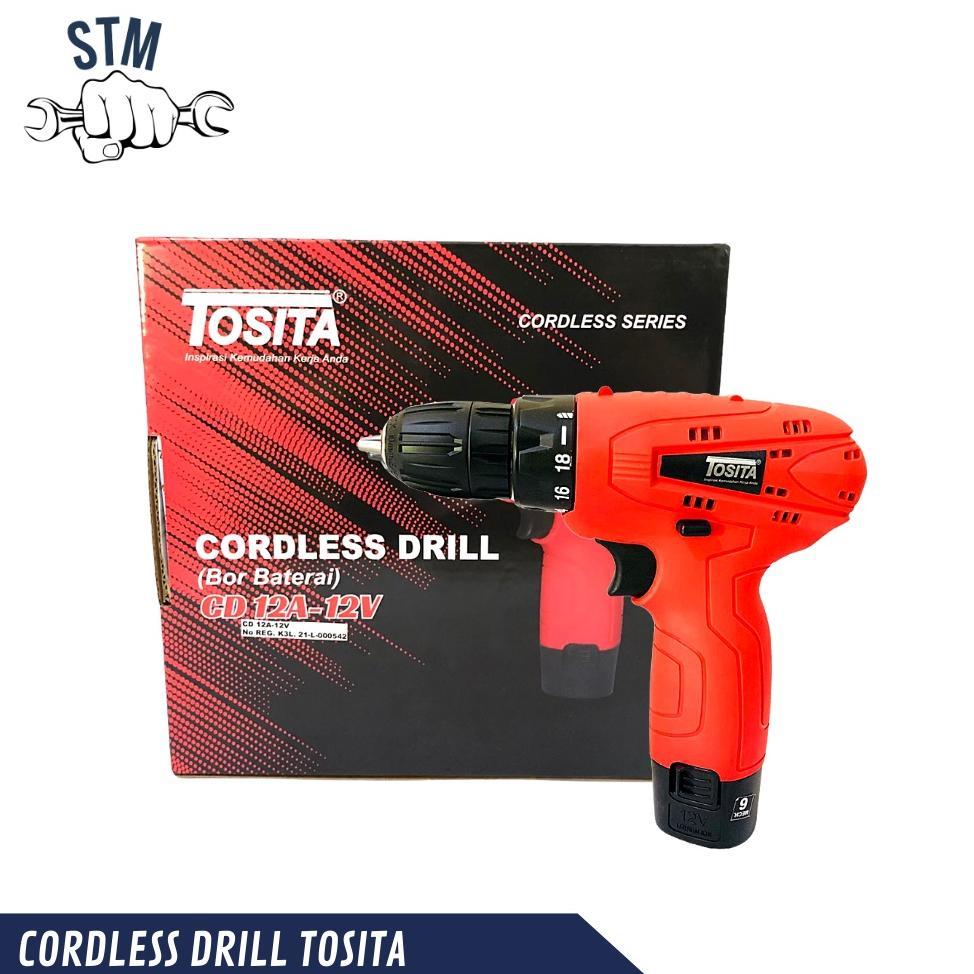 Bor cordless / cordless drill tosita 10 in bor baterai / Mesin bor cordless original