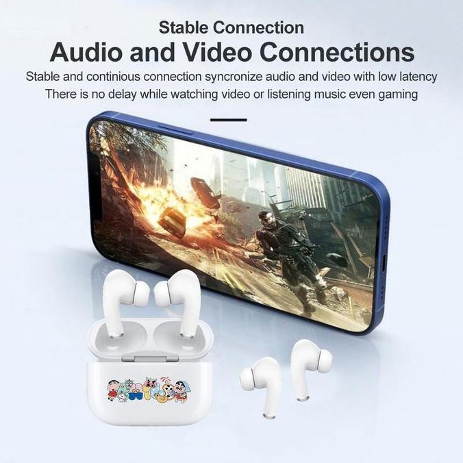 SUTU TWS Earphone Headset Bluetooth Nirkabel Kartun Disney Lotso Headphone Olahraga Bass Stereo