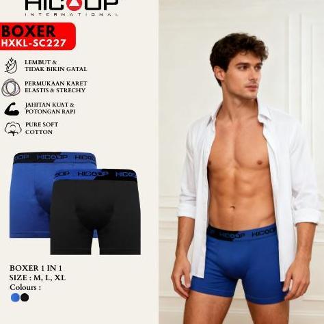 NEW HICOOP - UNDERWEAR BOXER - CELANA DALAM BOXER PRIA - BIRU/HITAM - 1 PCS - HXKL-SC227 ORI
