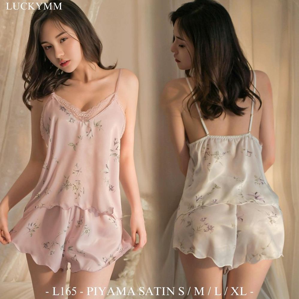 Original Sleepwear Pajamas Baju Tidur Sexy Wanita / Baju Tidur Setelan Bahan Satin Premium 165