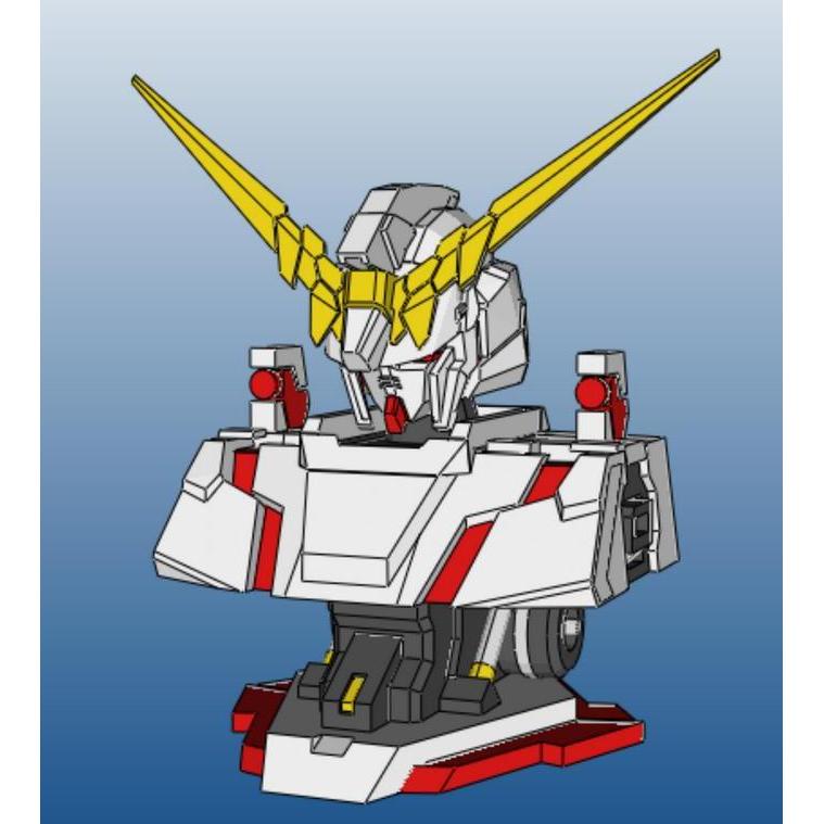 (Mainan Kertas) DIY Papercraft Kertas Pola Gundam Head Unicorn Destroyed Color 25cm