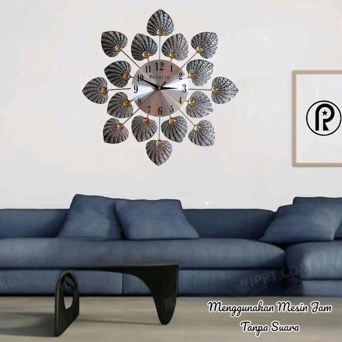 NEW Jam Dinding Minimalis Polorio Type A86 - UK 45cm x 45cm - Bahan Metalglass