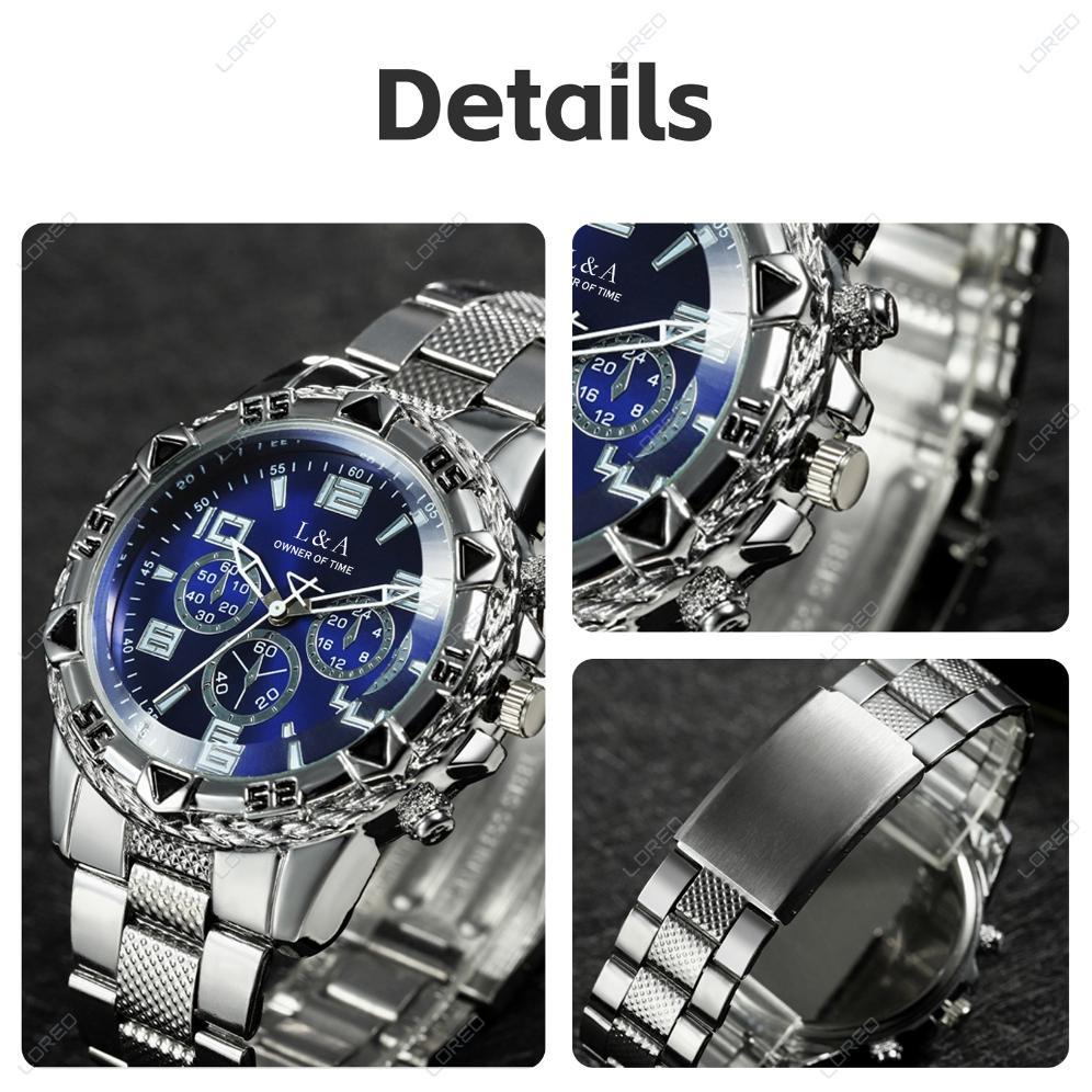 Hot Loreo Jam Tangan Pria Mewah Desain Eropa / Jam Tangan Cowok Chronograph