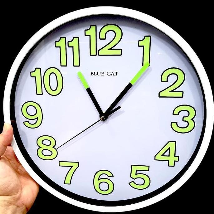 TERMURAH - jam dinding glow in the dark blue cat mesin SKP Seiko super silent