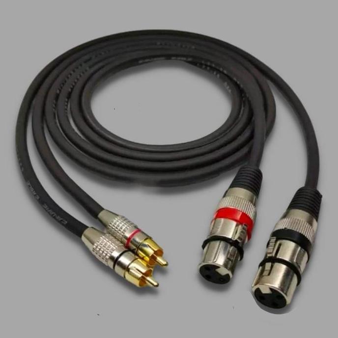 Kabel mixer ke power ampli jack canon xlr female ke rca 1 set / 2pcs