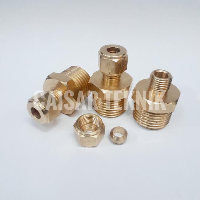 Male Conector 1/4" 1/2" Inch Kuningan