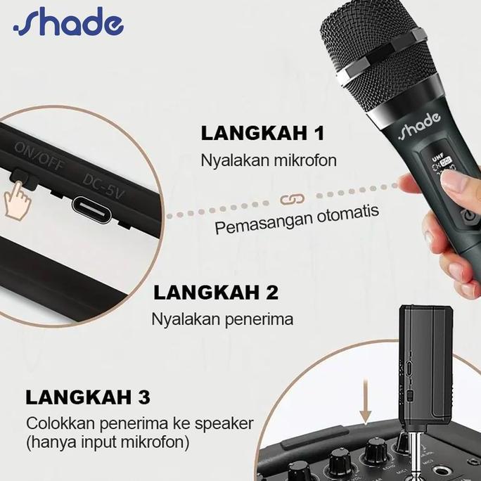 Omagoedang - {Exclusive_Aji Mashel} SHADE Double Mic Karaoke Wireless Microphone Suara Jernih MC 02 