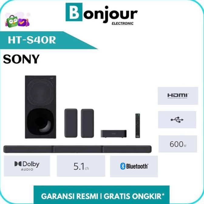 Soundbar Sony 5.1Ch Ht S40R Home Cinema Sony Soundbar Hts40R Bluetooth Terbaru 