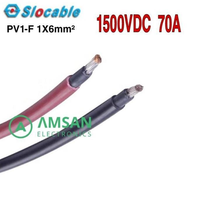 PV1-F 1x 6mm 1X6mm Slocable 70A 1500VDC Kabel Panel Surya PV 1F Single Core