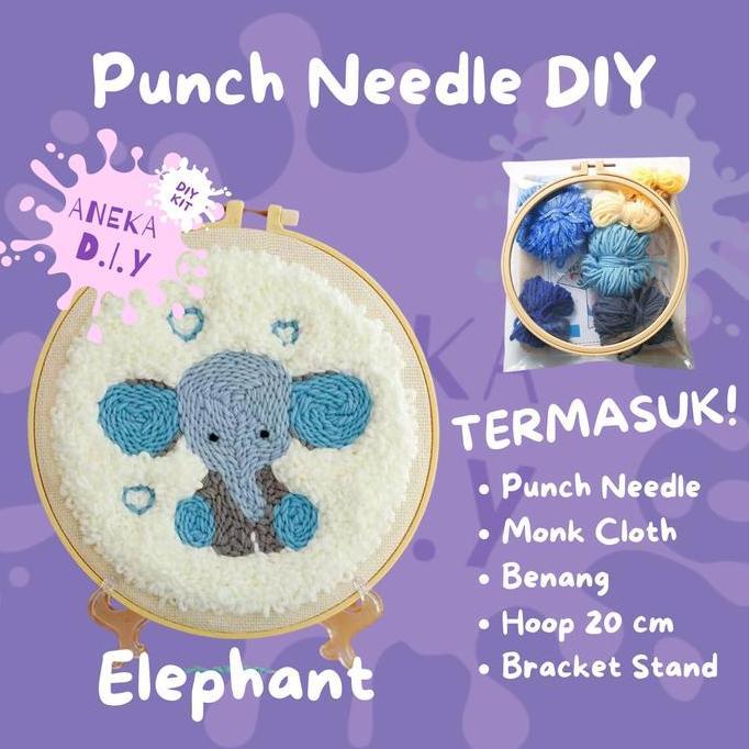 Punch Needle Kit Lengkap DIY Jahit Sulaman Embroidery Kit Package Paket Sulam Kit Menyulam Sulaman D