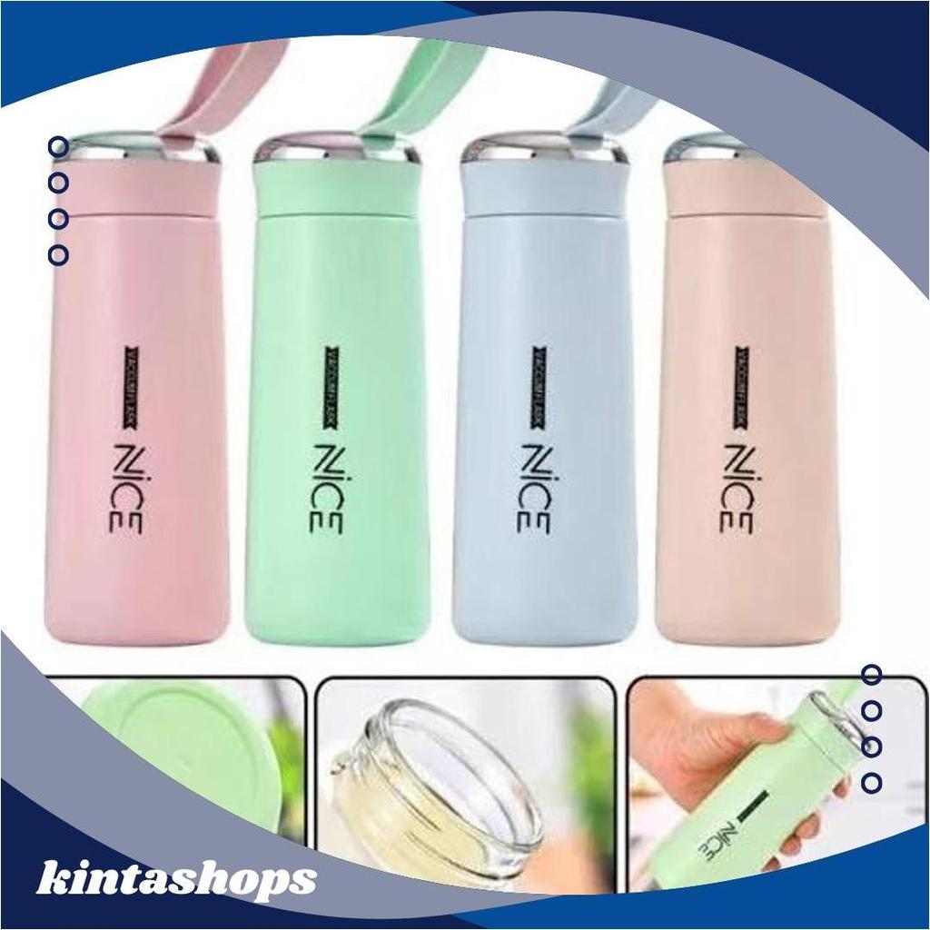 BOTOL AIR MINUM NICE bahan Kaca 600 ml Warna Bermacam Bisa COD MAP Sale