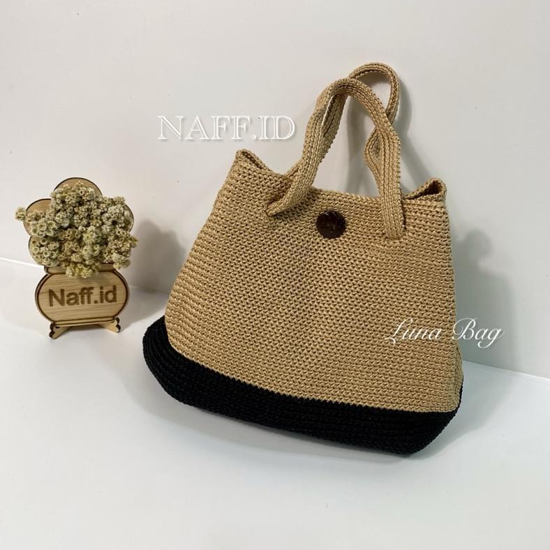 kualitas super naff.id-"luna" totebag/ tas tengteng rajut / tas rajut tangan /top handle bag