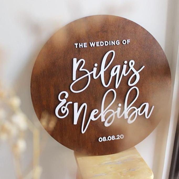 Welcome Sign Kayu Bulat 50cm / Welcome Sign Kayu / Dekorasi Wedding