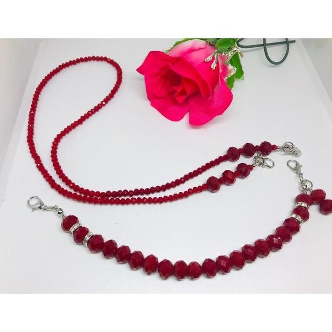 1 Set Konektor Dan Kalung Masker Kristal
