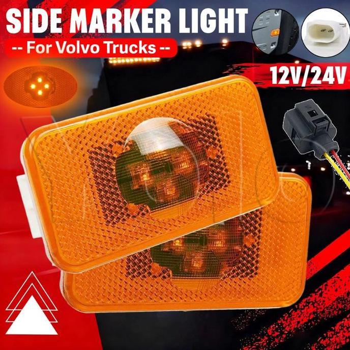 DUDLEY Lampu Samping Truk Volvo Kuning Led 3d 24volt Lampu Led Samping Truk Led Marker Lampu Variasi