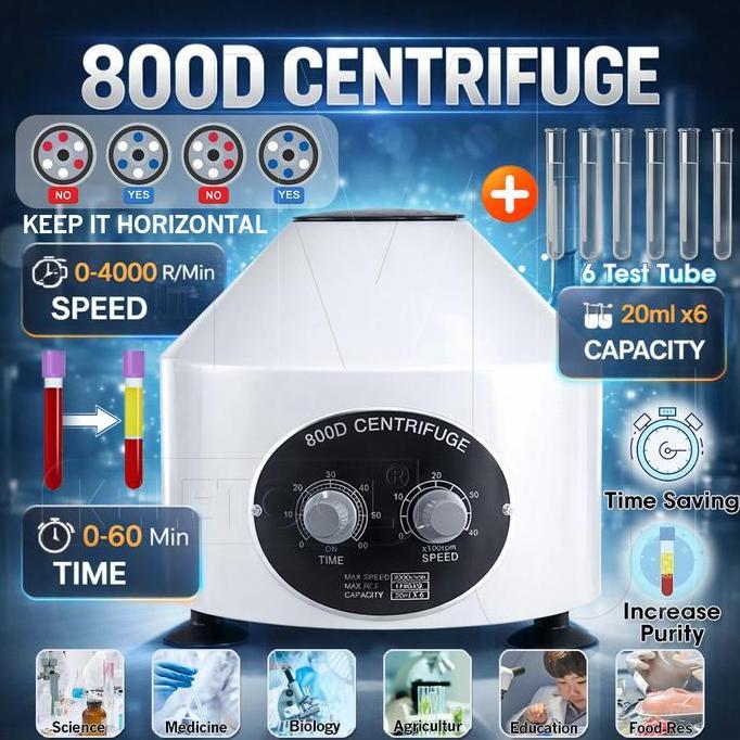 DUDLEY Mini Centrifuge Prp 4000rpm 6 Hole Alat Mesin Centrifuge Prp Alat Centrifuge Elektrik Memisah