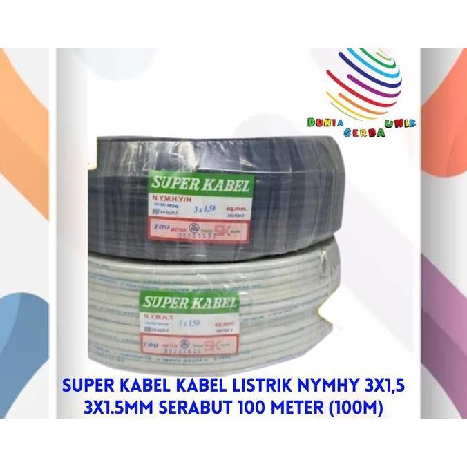 AONI SUPER KABEL Kabel Listrik NYMHY 3x1,5 3x1.5mm Serabut 100 Meter (100M)