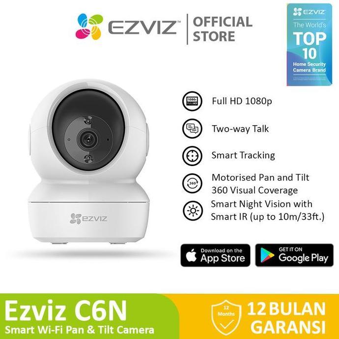 TERLARIS EZVIZ C6N 2MP SMART WIFI PAN TILT IP CAMERA WIRELESS CCTV INDOOR 10P PORTABLE TANPA KABEL