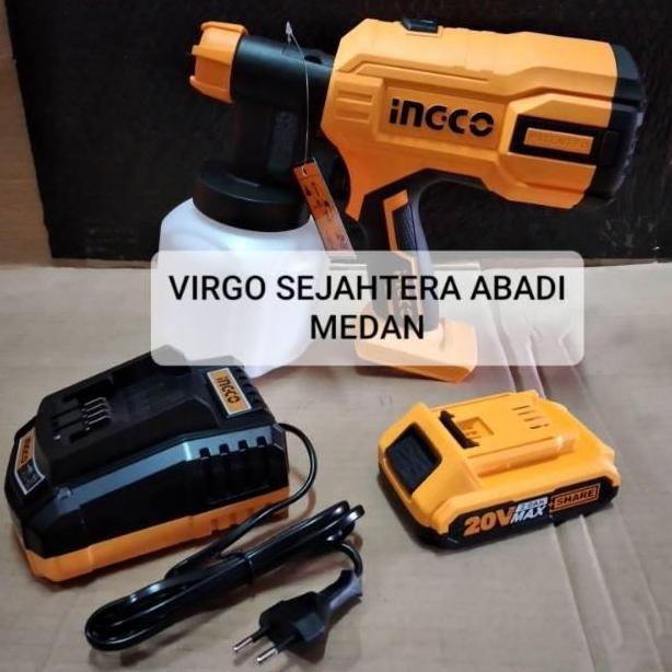 INGCO CSGLI2001 SPRAY GUN LISTRIK CORDLESS 20V + BATERAI + FAST CHARGER CSGLI 2001