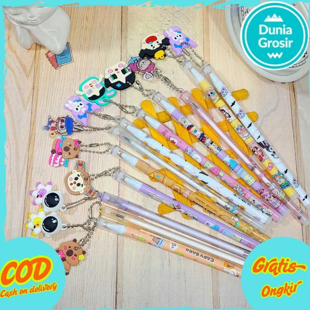 PULPEN GANTUNGAN LUCU 1 LUSIN ISI 12 PIECES MIX VARIANT PEN GEL UNIK TERMURAH Termurah