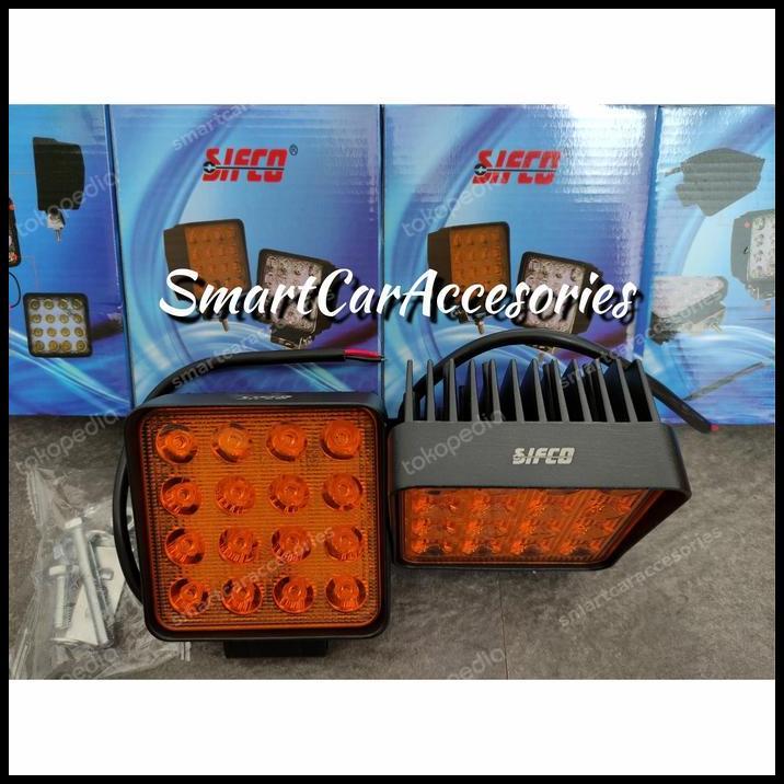 DISKON LAMPU KERJA TEMBAK SOROT FOGLAMP KOTAK 16 LED CREE 48WATT SIFCO KUNING 