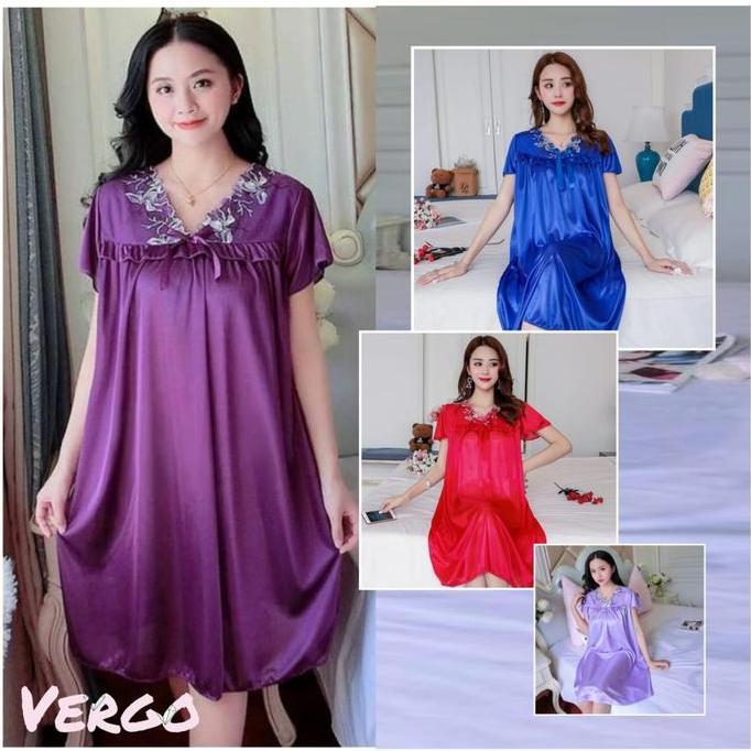 Vergo - Dress Renda Bunga Putih Py 134 / Baju Tidur Wanita Jumbo